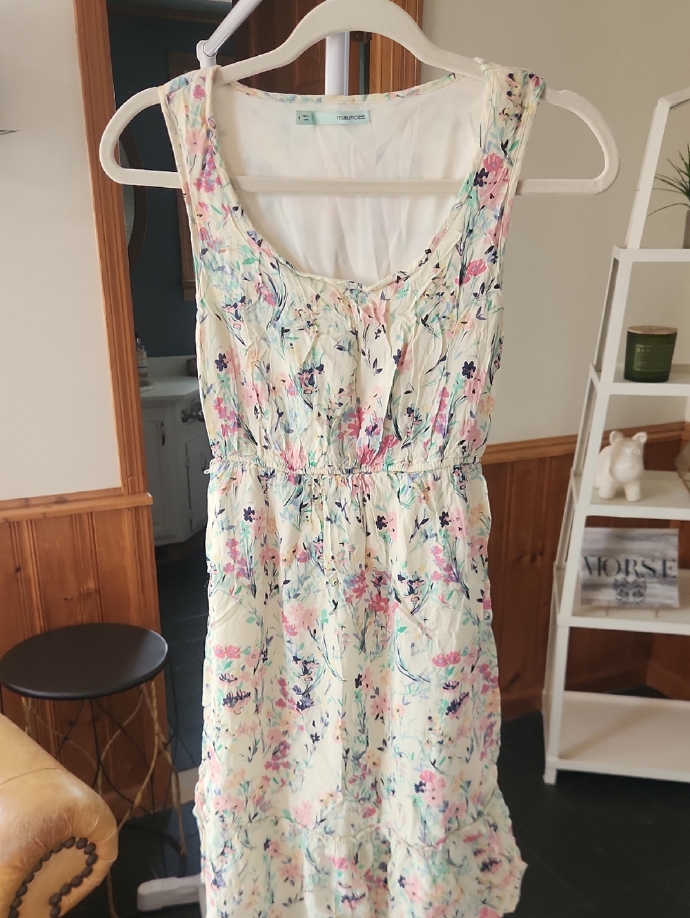 Sleeveless Cream Floral Midi Dress by Maurices